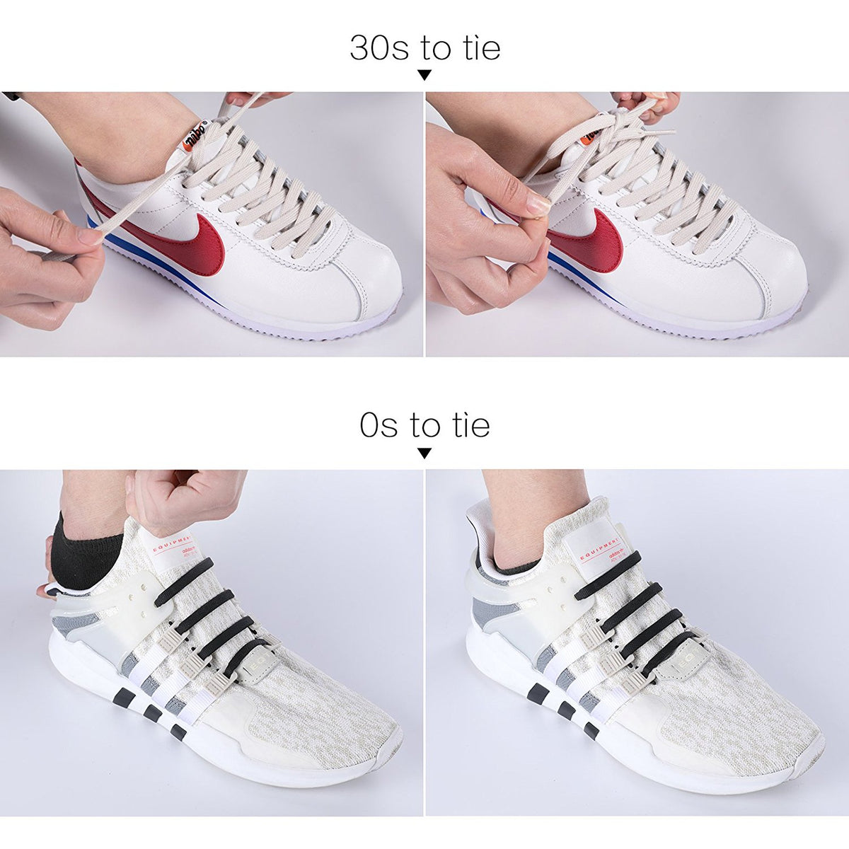 Shackcom No Tie Shoe Laces For Kids and Adults – 4 Packs, Elastic