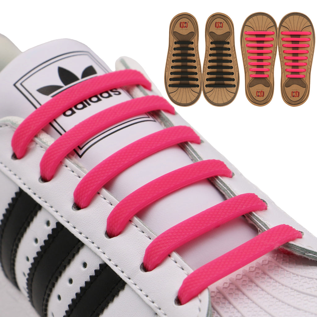 Spencer No Tie Shoelaces for Kids & Adults, Silicone Elastic Shoelaces for  Sneaker, Flat Tieless Shoe Laces for Outdoor Sport Pink
